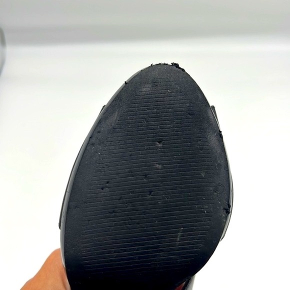 Michael Kors - Black & Patent Leather High Heels With Slingback Open Toe Size 9 - Picture 8 of 16